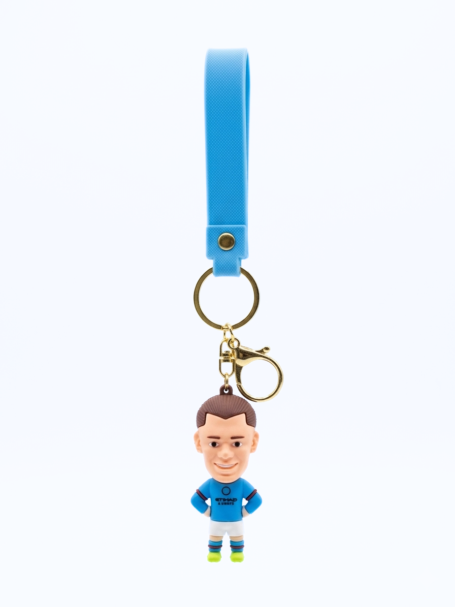 Football Player Keychain – Haaland Style Silicone Wrist Strap