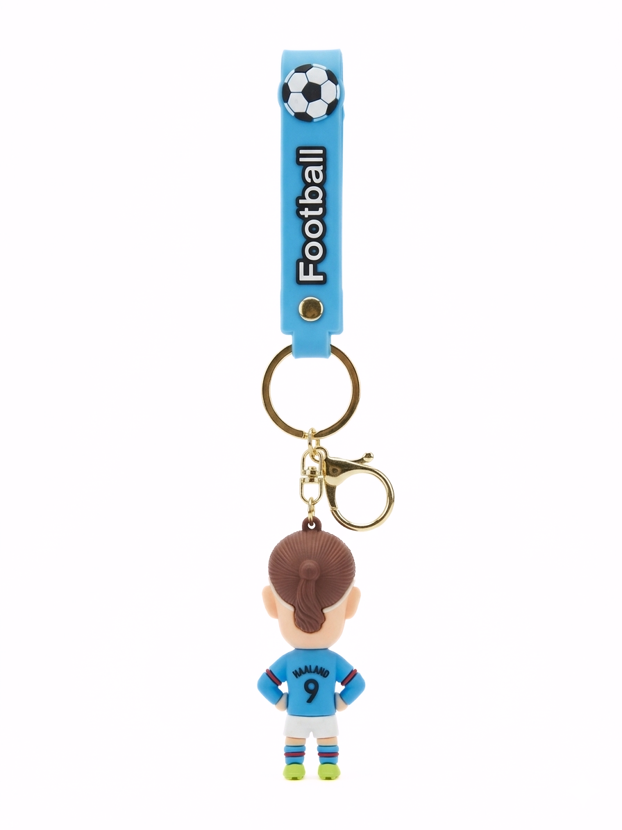 Football Player Keychain – Haaland Style Silicone Wrist Strap